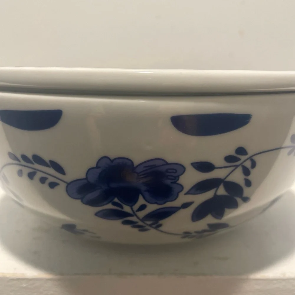 Vintage MAM Motlahedeh Blue and White Floral Ceramic Flower Frog - Picture 3 of 12